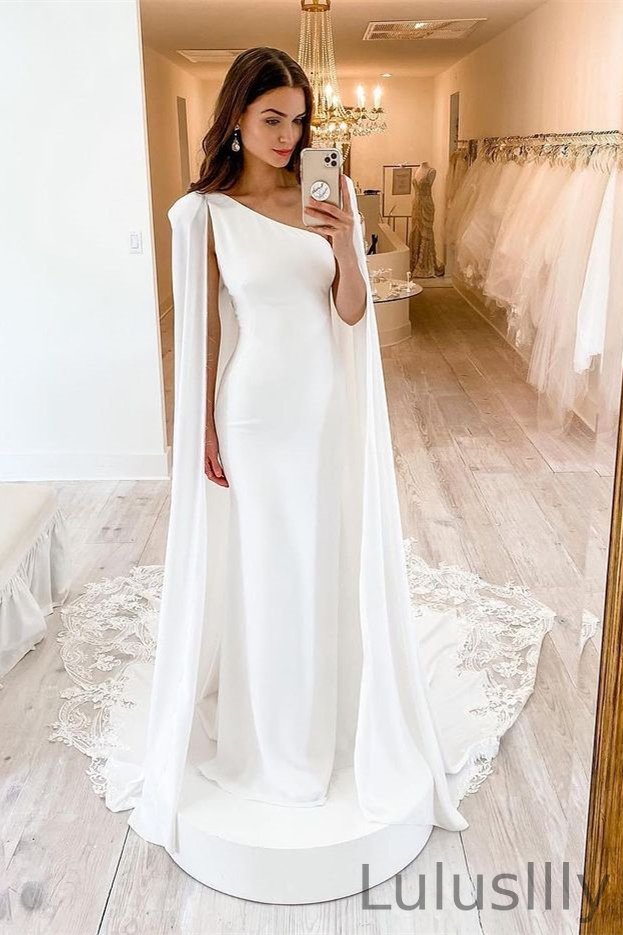 New Arrival One Shoulder Mermaid Lace Wedding Dress On Sale - lulusllly