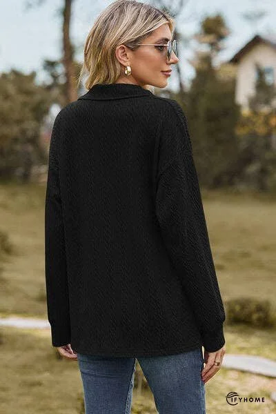 Johnny Collar Dropped Shoulder Blouse | IFYHOME