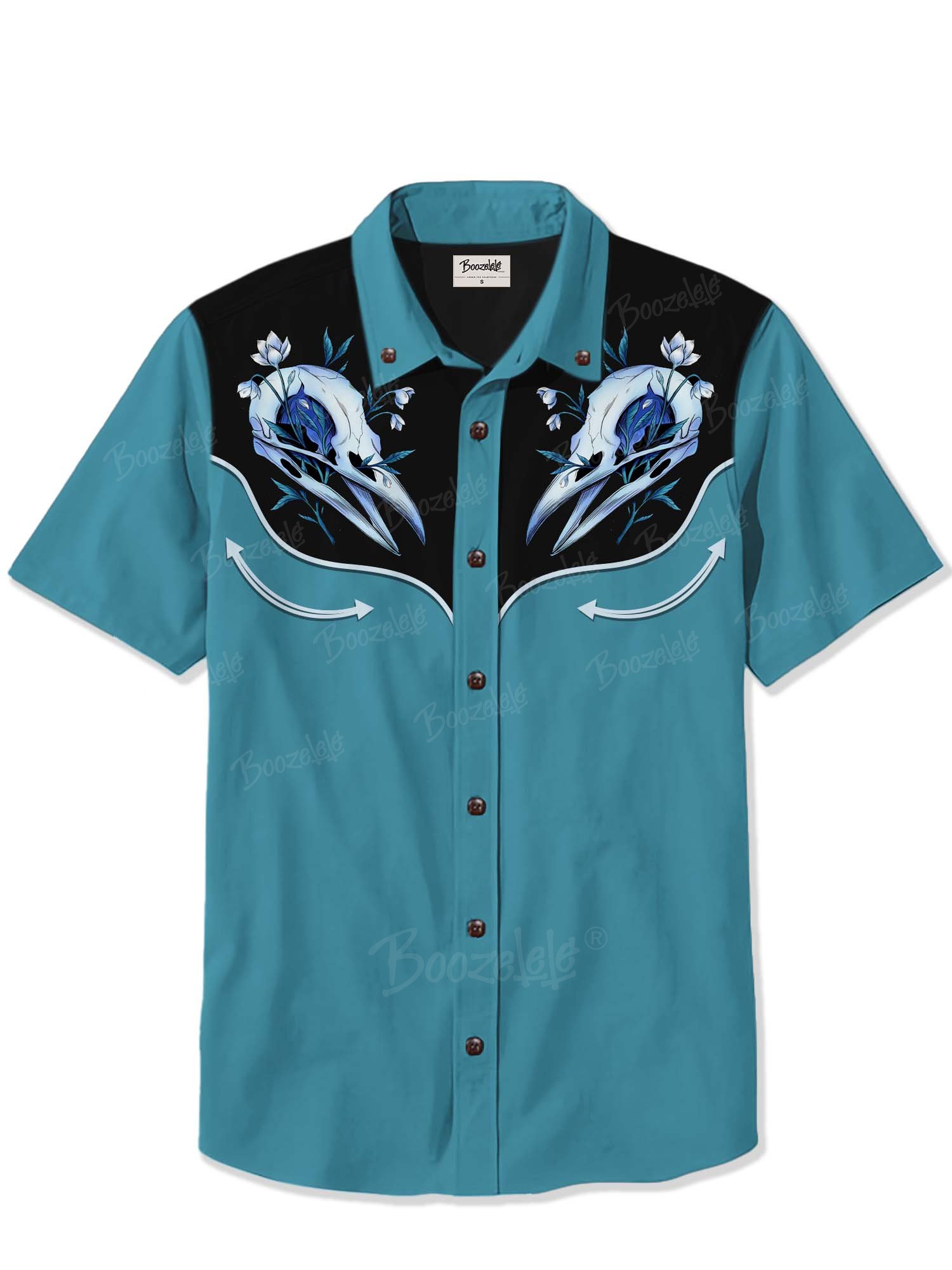 Crow Skull And Flower - 100% Cotton Shirt