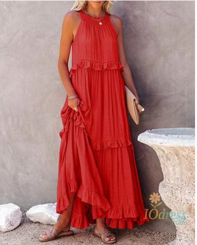 IO Dress Fitshinling Ruffles Party Long Dresses For Women Costume Sexy Sleeveless Maxi Dress Dance Wear A Line Boho Holiday Vestidos