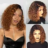 Black Gradient Light Brown Short Curly Hair Wig Brazilian Bob Wigs