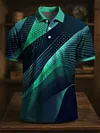 Men's Retro Line Polka Dot Textured Art Print Casual Business Polo Shirt