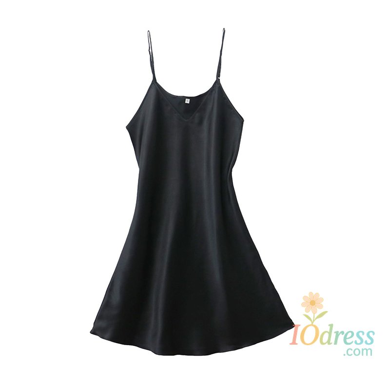 IO Dress Women's Sexy Silk Satin Night Dress Sleeveless Nighties V-neck Nightgown Nightdress Plus Size Sleepwear Nightwear