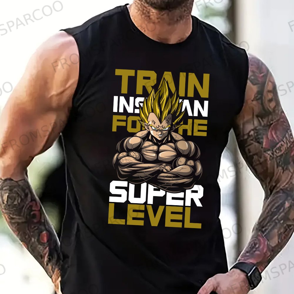 Men's Casual Anime Vegeta Printed Gym Tank Top