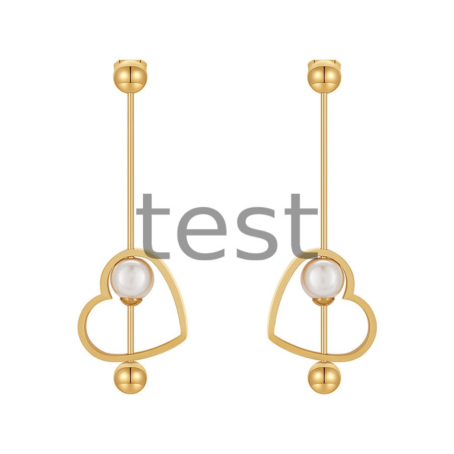 18K Gold Titanium Steel Heart-shaped Peach Heart Pearl Earrings RY