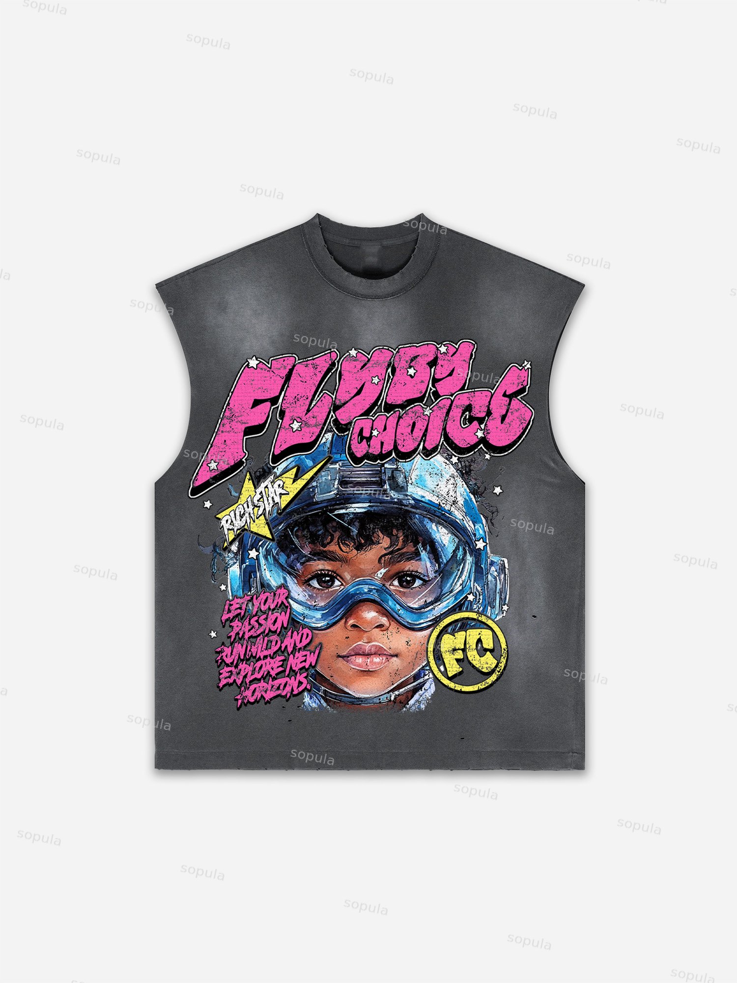 Men's Washed Fly By Choice Graphic Tank Top