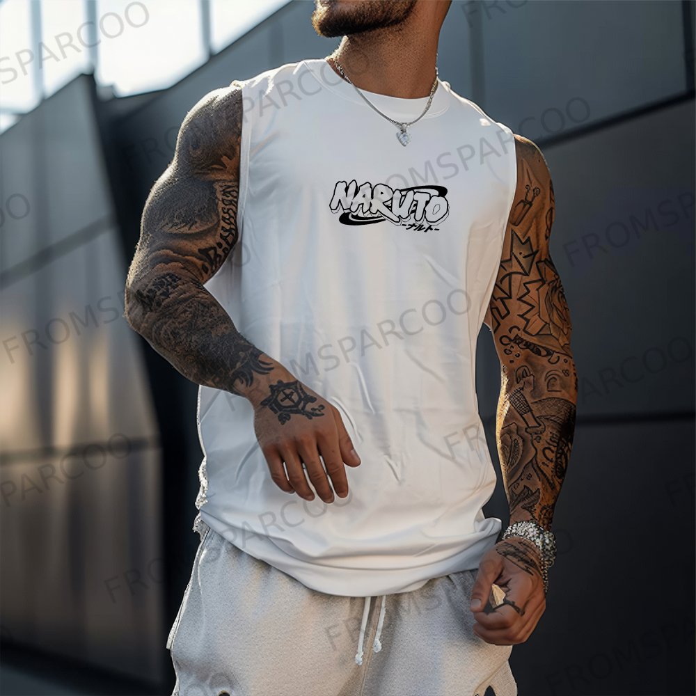 Casual Anime Print Fitness Tank Top