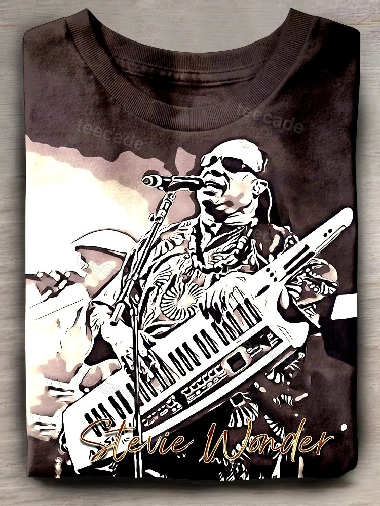 Teecade Stevie Wonder Singer Art Print T-shirt
