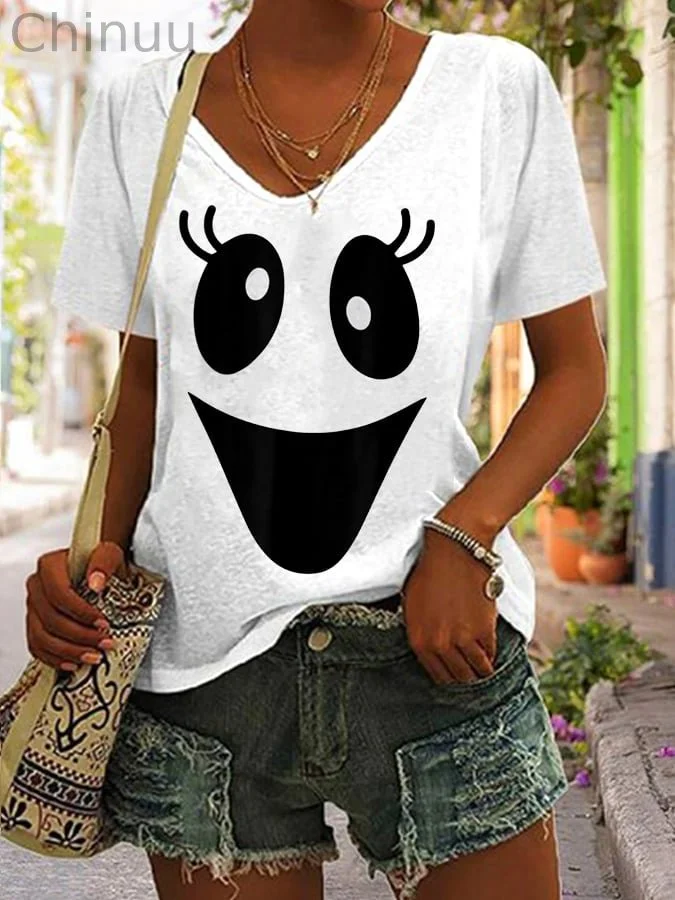 Women's Ghost Print Short Sleeve T-Shirt