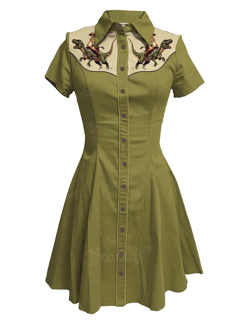 green cowgirl dress Rock & Roll Cowgirl Women's Moss Green T-Shirt Dress BWD1R02036