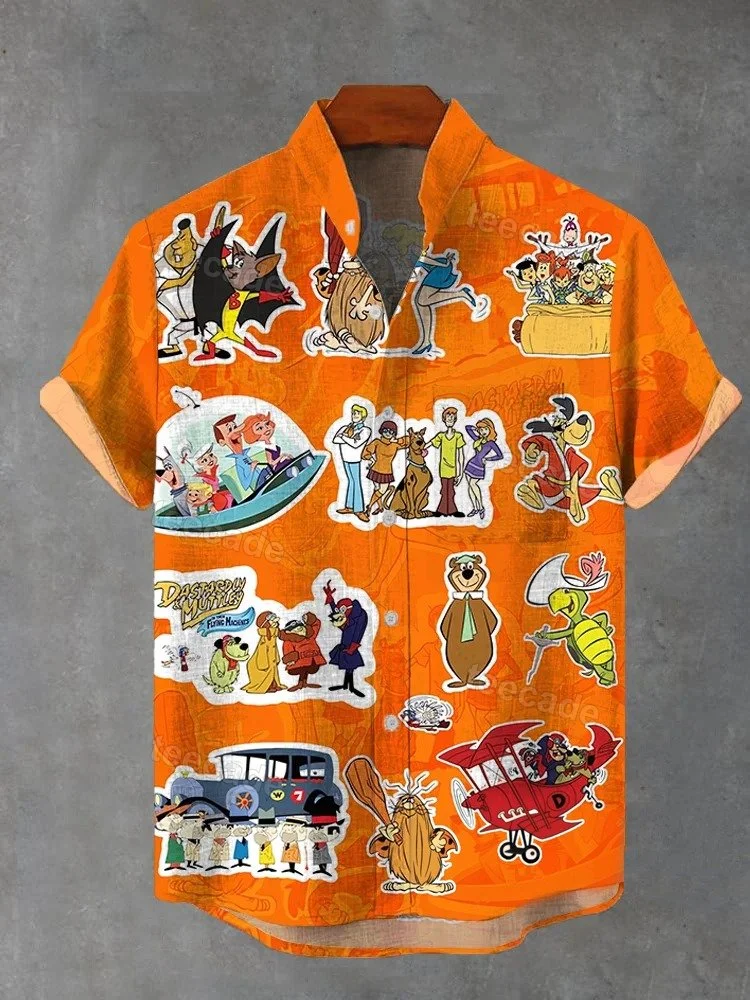 Teecade Teecade Nostalgic Cartoon Character Art Print Shirt