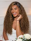 Brown Highlights Funmi Curly Glueless Wig