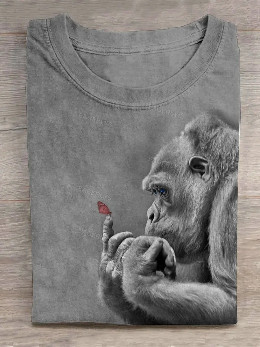 Eagerlys Orangutan and Red Butterfly T-shirt Eagerlys