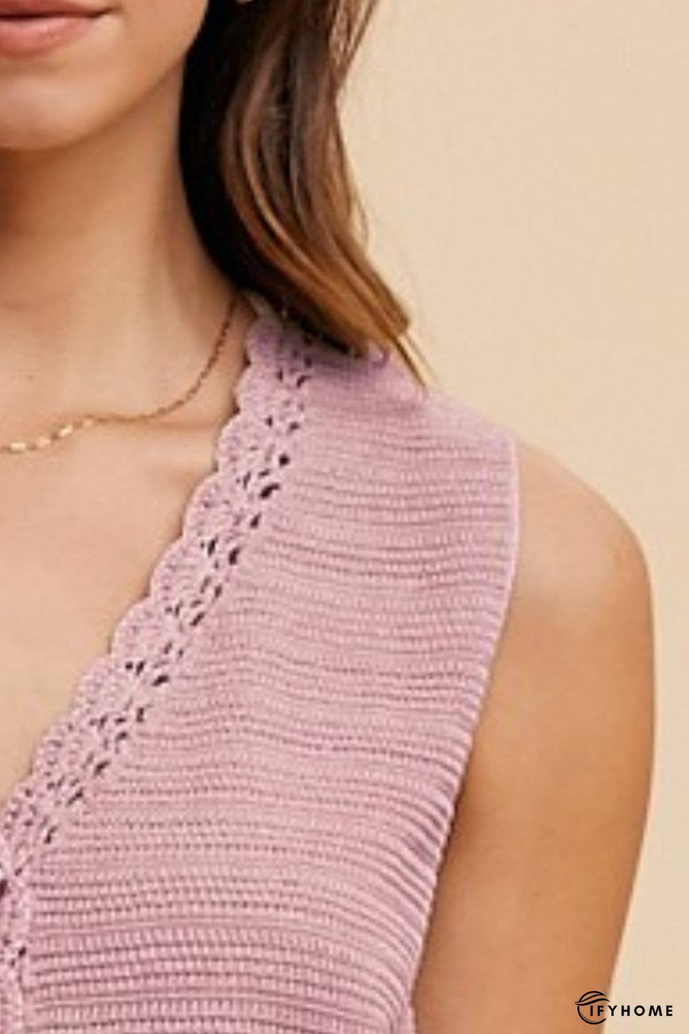 Annie Wear Crochet Trim Button Down Sweater Vest | IFYHOME