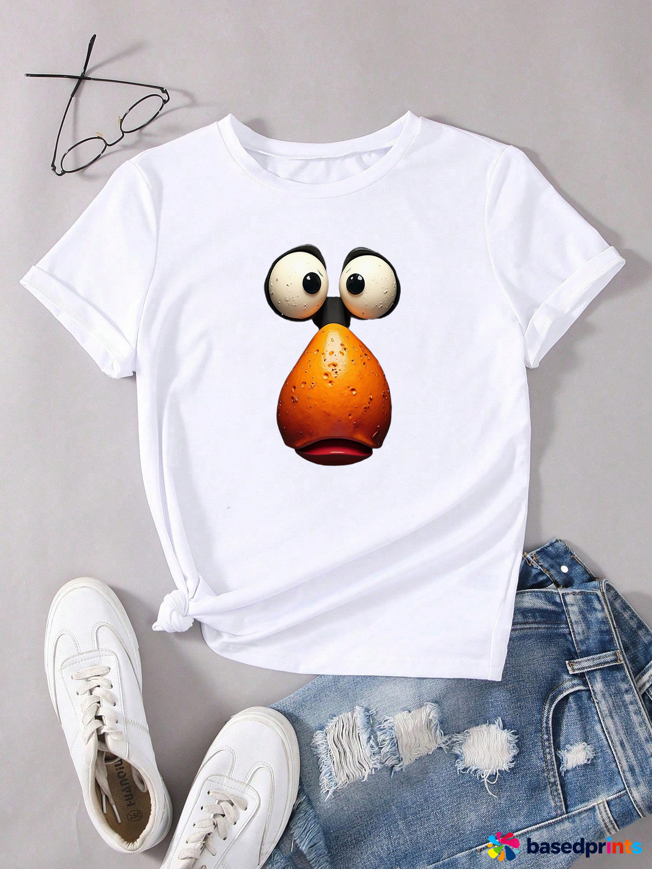 White Cartoon Face T-Shirt