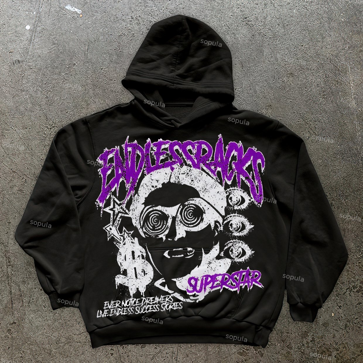 Sopula Vintage Endless The Hustler Superstar Graphics Pocket Hoodie - Sopula｜Premium Graphic Tees & Graphic Clothing