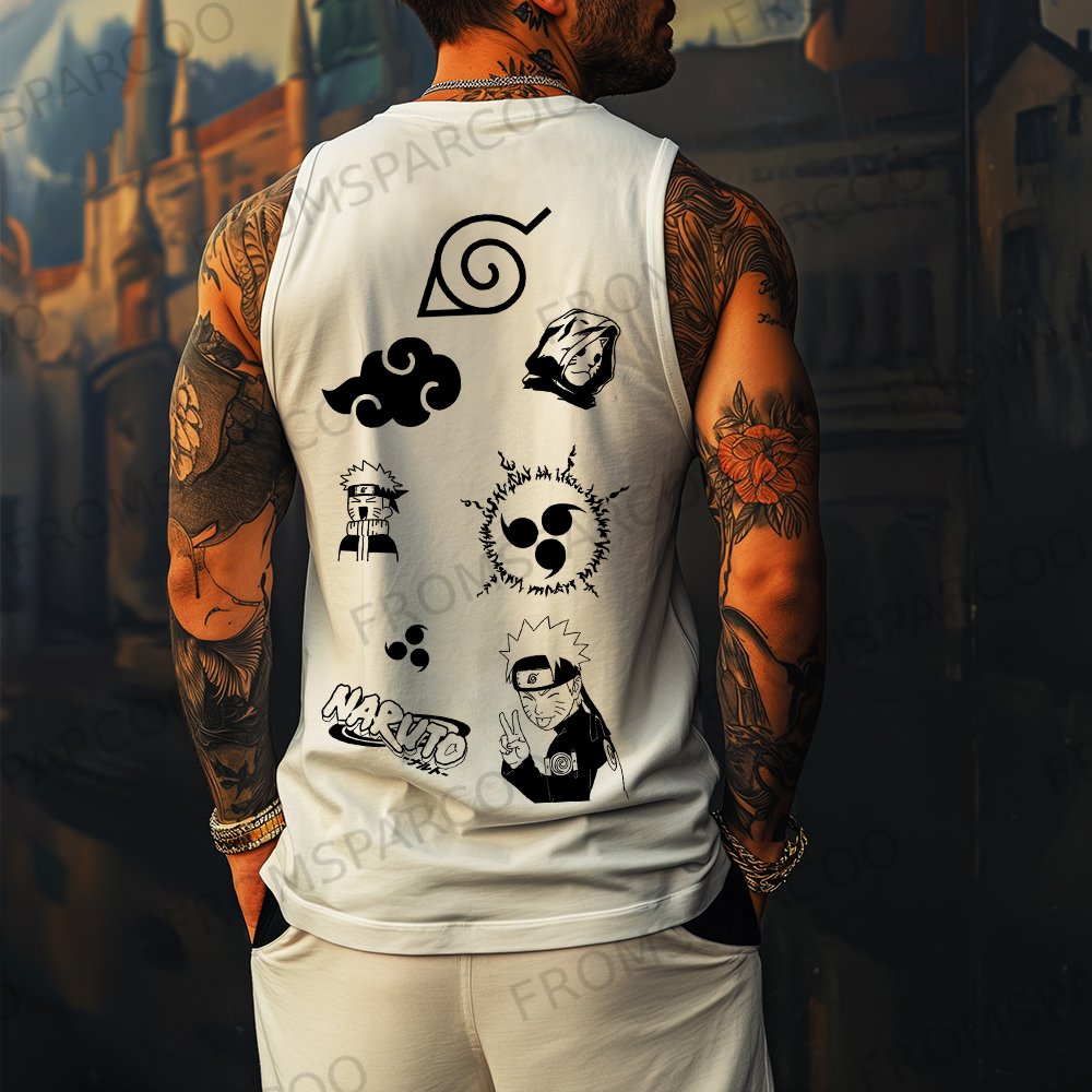 Casual Anime Print Fitness Tank Top