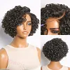 Natural Black / Brown Highlight Water Wave Pixie Cut Glueless Short Curly Wig