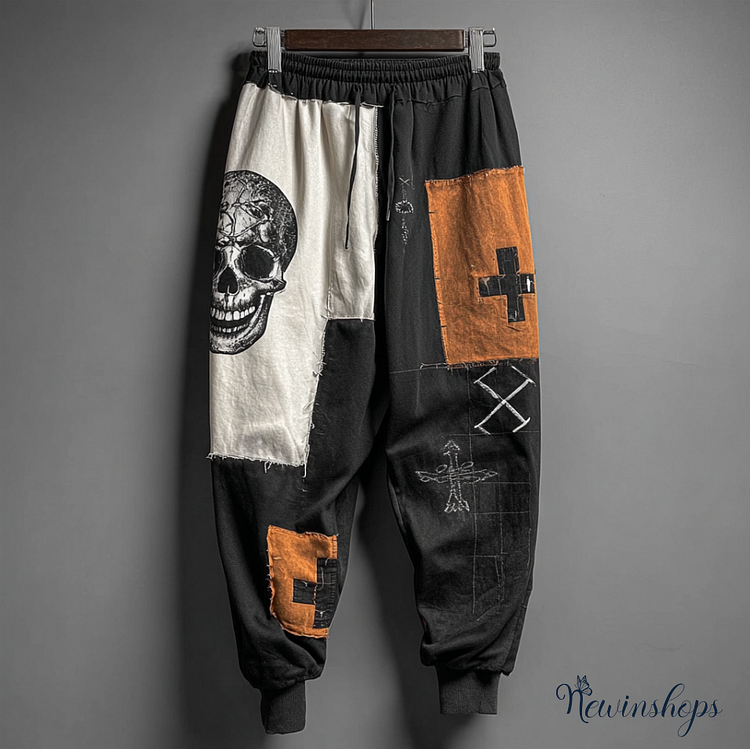 Halloween Skeleton Pattern Printed Men's Casual Long Pants
