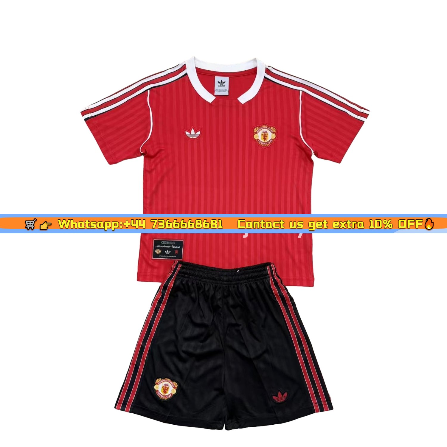 Manchester United 25-26 Red Terrace Icon Throwback Style Men's Adult Jersey Set - Fans Version