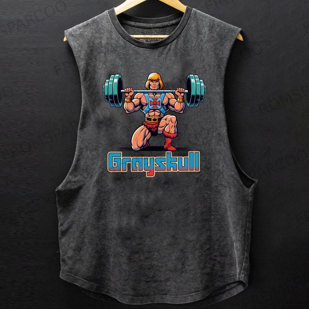 GRAYSKULL HE MAN WEIGHTLITING SCOOP BOTTOM COTTON TANK
