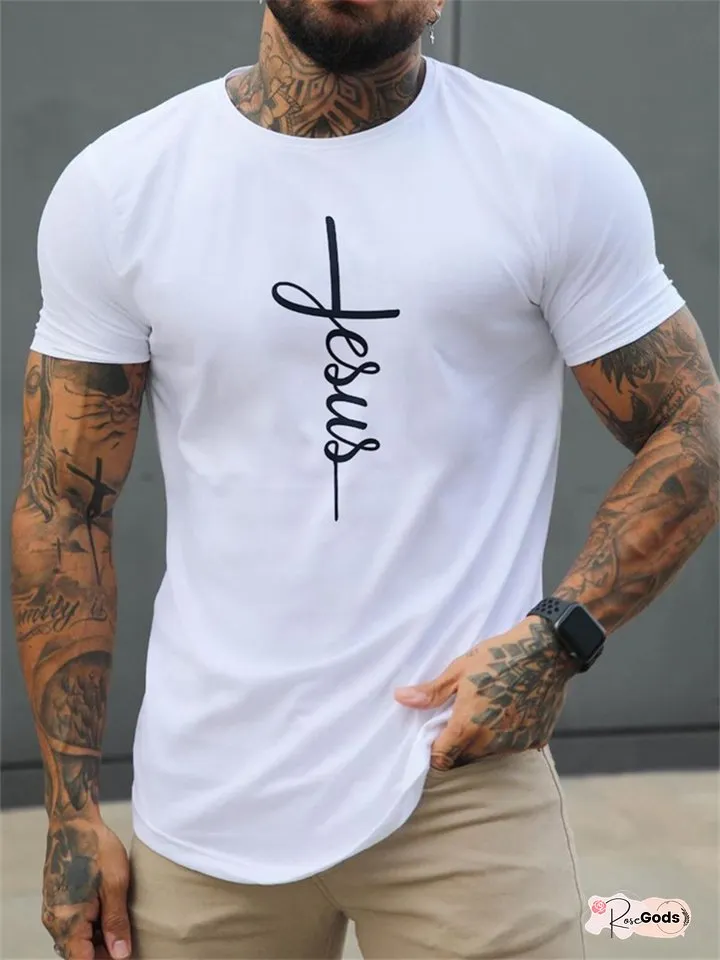 Men's T shirt Tee Graphic Tee Letter Print Crew Neck Street Holiday Short Sleeve Print Clothing Apparel Designer Casual Comfortable
