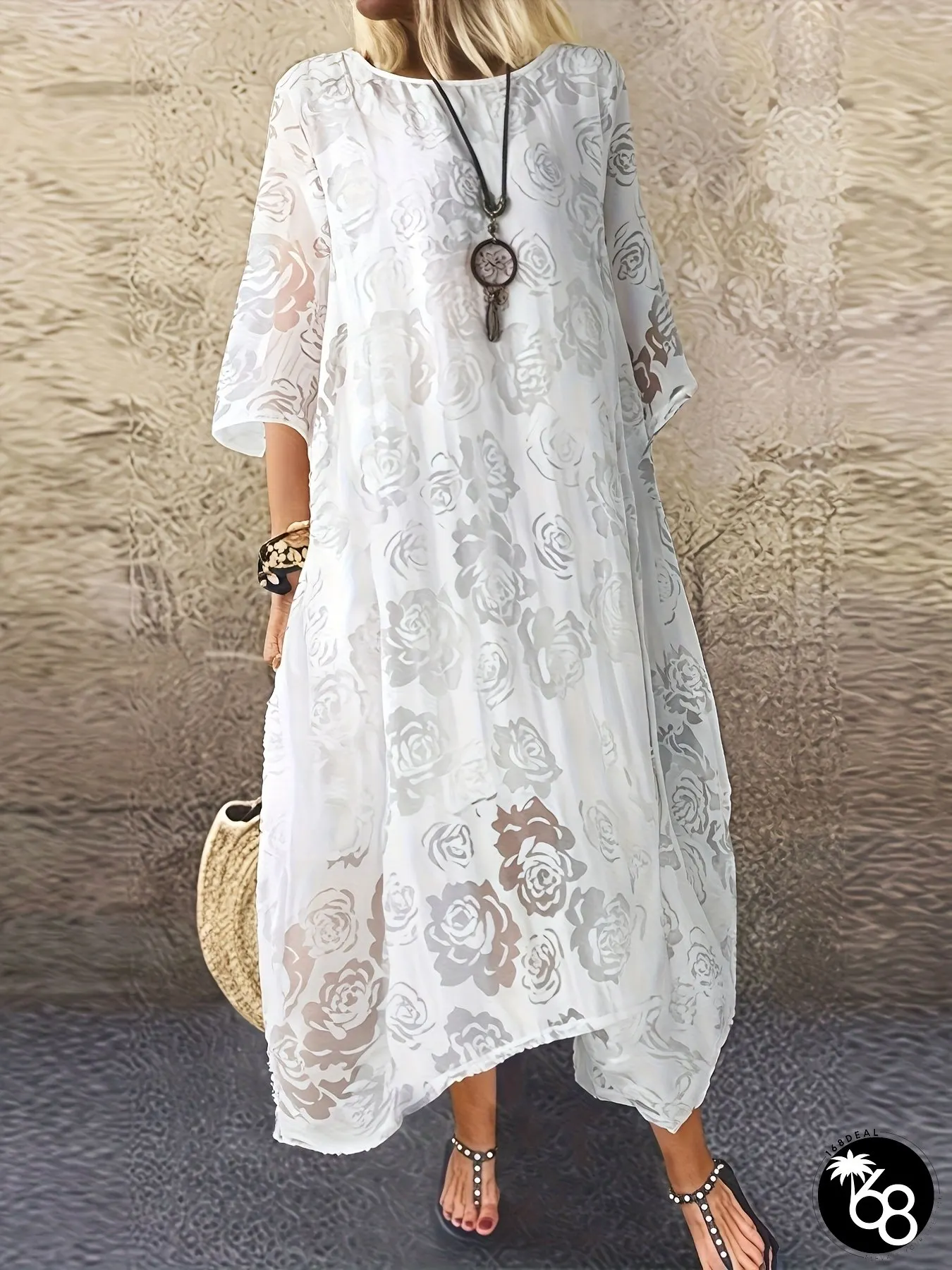 Womens Elegant Lace Overlay Summer Dress Lightweight A-Line Semi-Sheer Long | 168DEAL