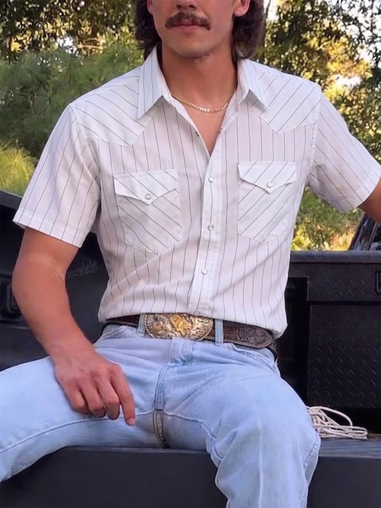 Men'S Western Casual Striped Shirt - 100% Cotton Shirt