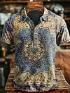 Vintage Ethic Art Print Causal Short SLeeve Polo Shirt