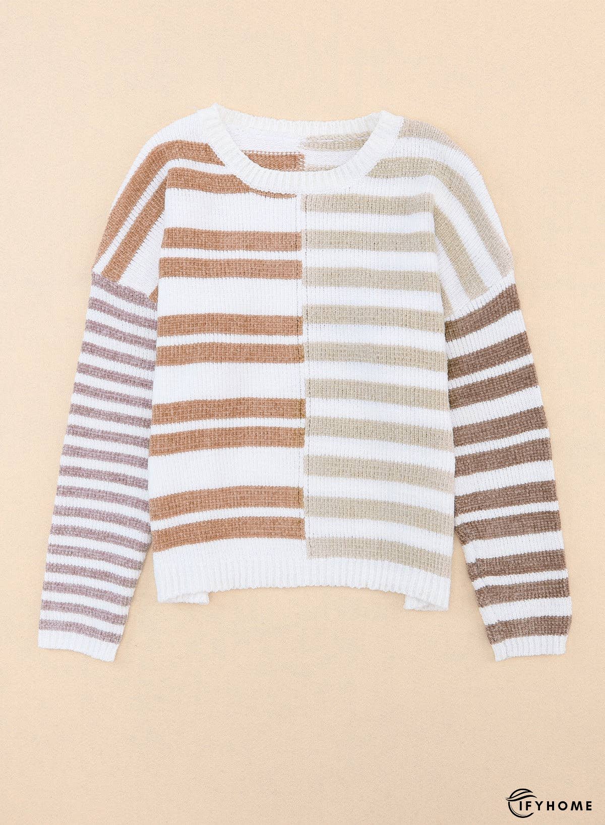 Color Block Drop Shoulder Pullover Striped Sweater | IFYHOME