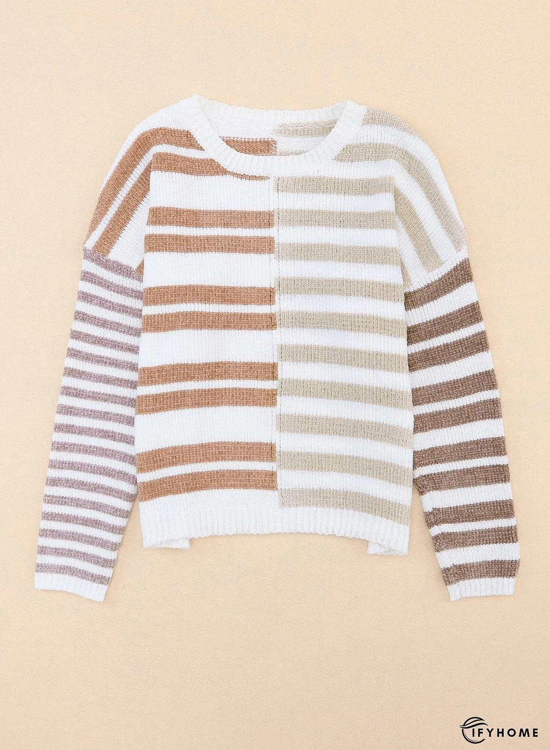 Color Block Drop Shoulder Pullover Striped Sweater | IFYHOME