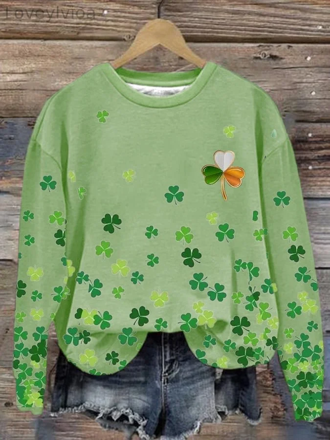 Women'S St. Patrick Print Long Sleeve Sweatshirt