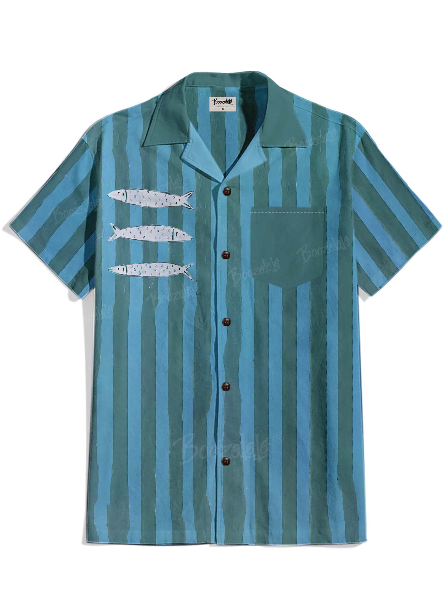 Vintage Fish - 100% Cotton Cuban Collar Shirt