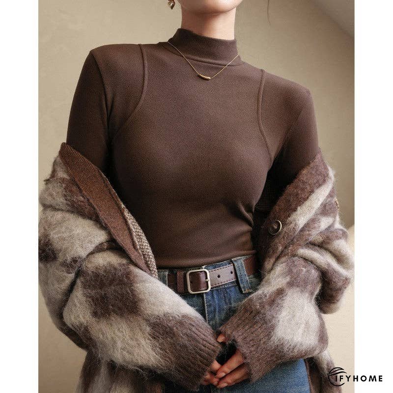 Women's Cashmere Blend Half-Turtleneck Base Layer Top | IFYHOME