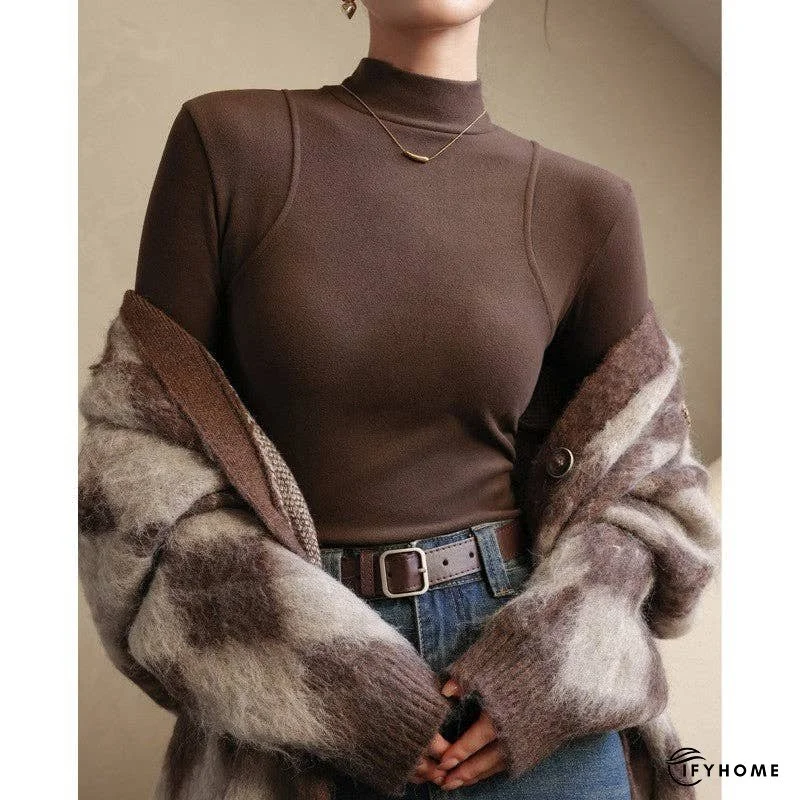 Women's Cashmere Blend Half-Turtleneck Base Layer Top | IFYHOME