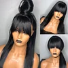 Long Hair Straight Wigs with Bangs for Black Women 150% Density