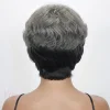 Salt & Pepper Edgy Pixie Cuts Glueless Wig