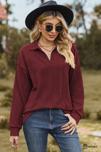 Johnny Collar Dropped Shoulder Blouse | IFYHOME