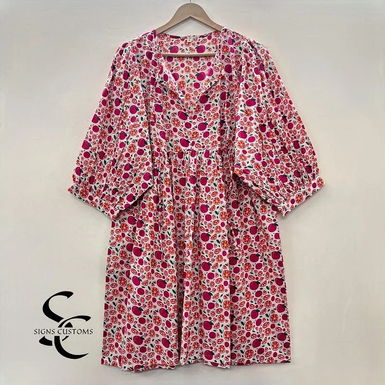 Pink Floral Block Print Woman Midi & Mini Dress &ndash; Summer Tunic for Women