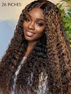  Wear and Go Blonde Highlights Water Wave Minimalist Wigs Casual Glueless with Natural Hairline Wig