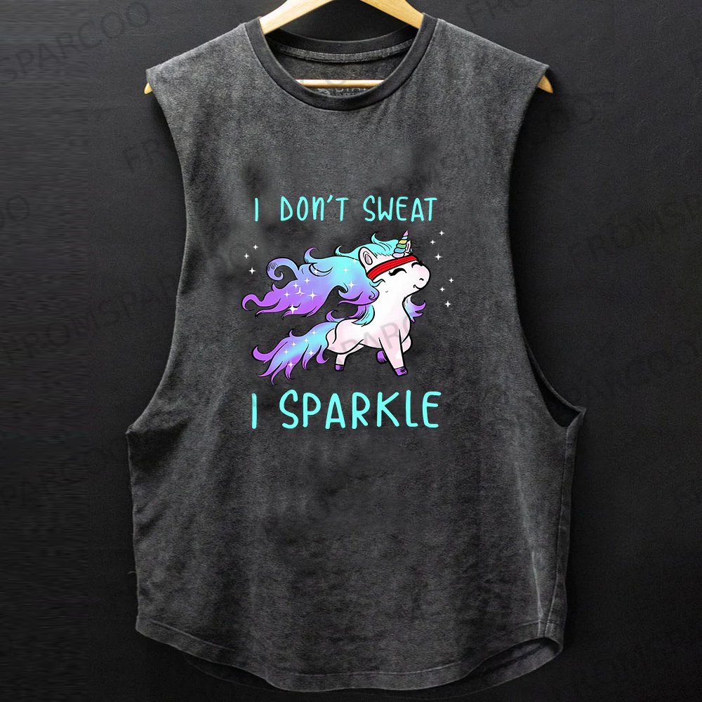 I DON'T SWEAT I SPARKLE SCOOP BOTTOM COTTON TANK