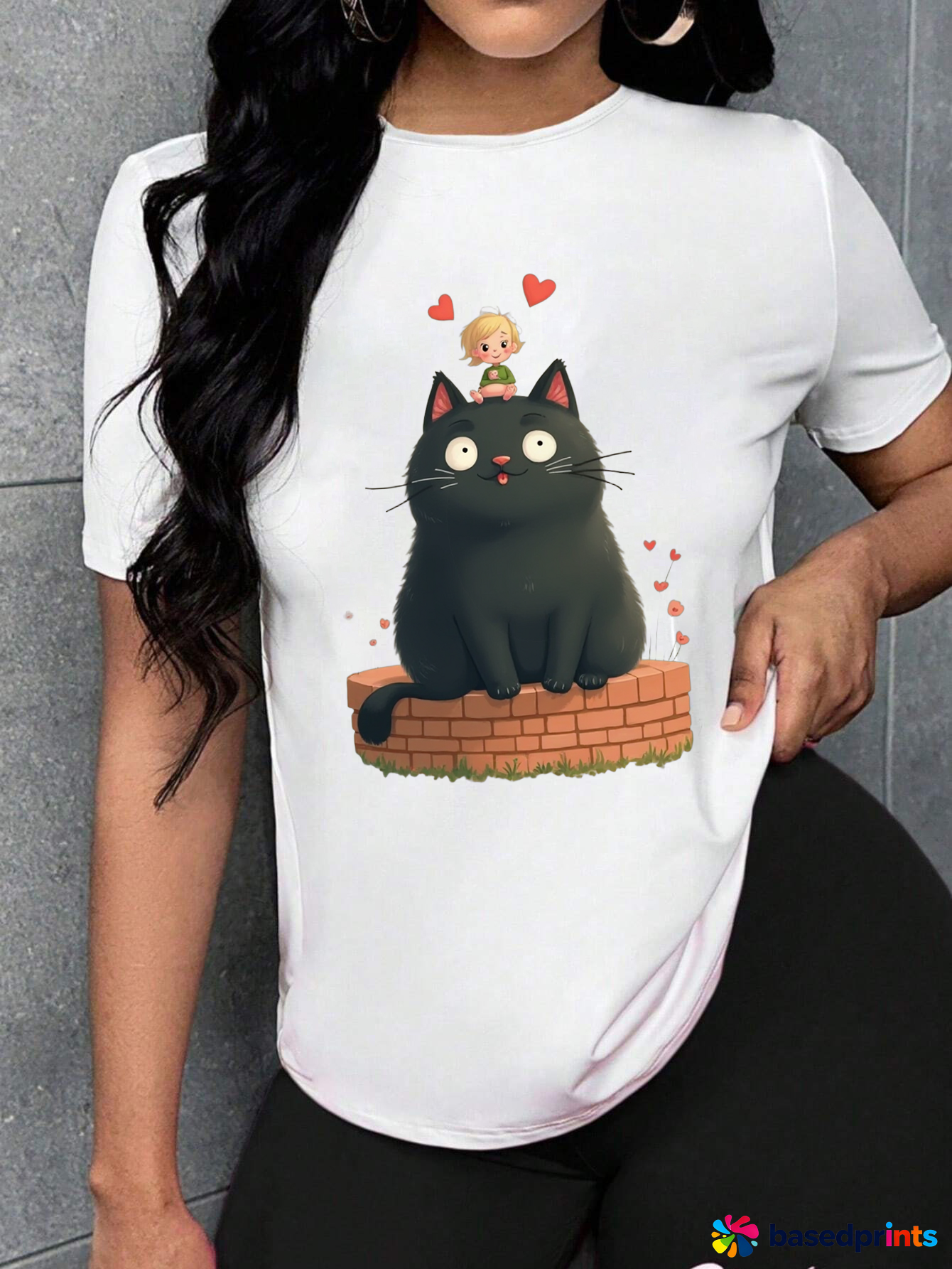 Kiki's Cat T-Shirt Women Cute Cartoon Print Short Sleeve T-Shirts Casual Summer Tops