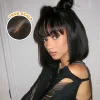 New Glueless Short Bob Wig With Bangs Straight Hair Wigs