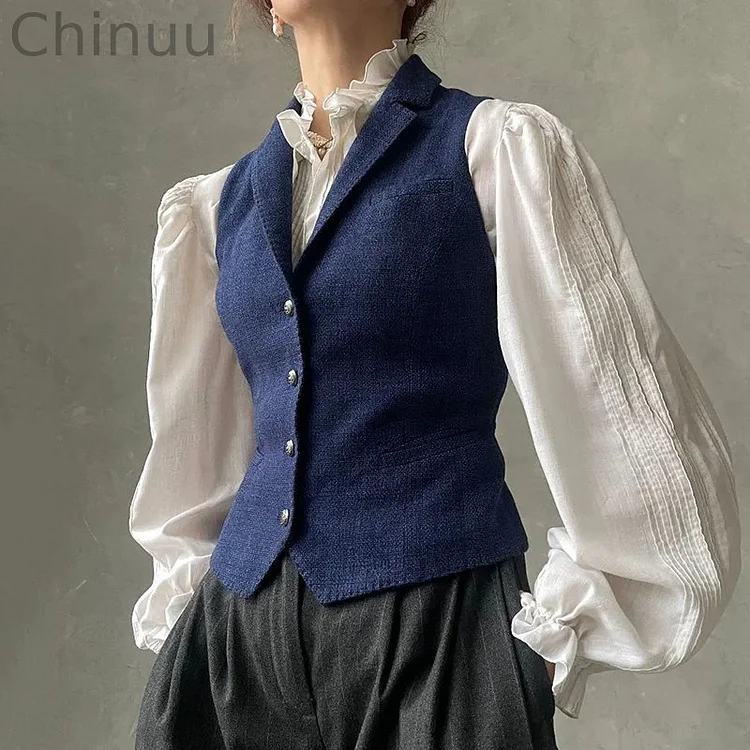 Vintage Single-Breasted Blue Henderson Corset Vest