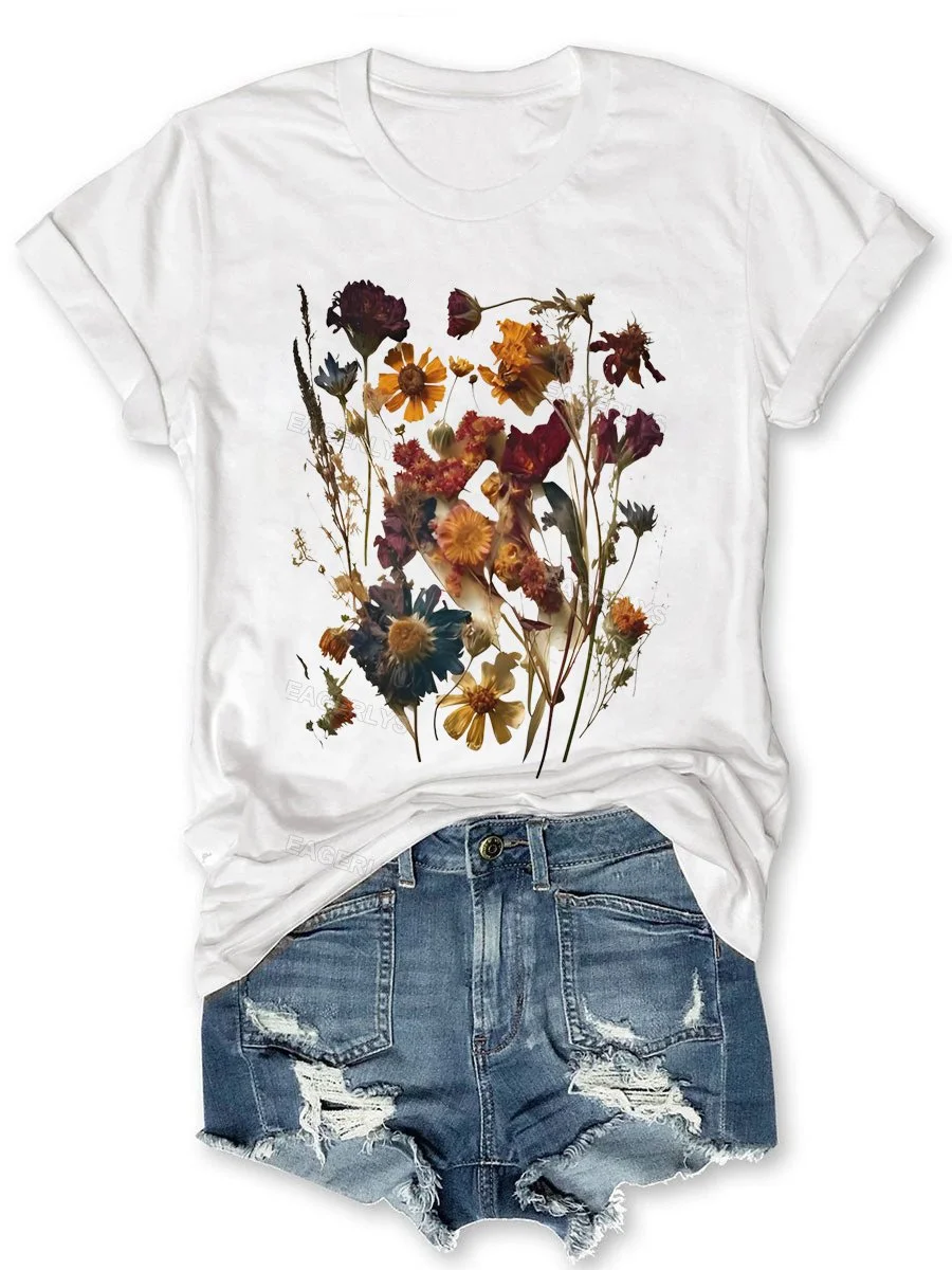 Eagerlys Pressed Flowers Cottage T-shirt Eagerlys