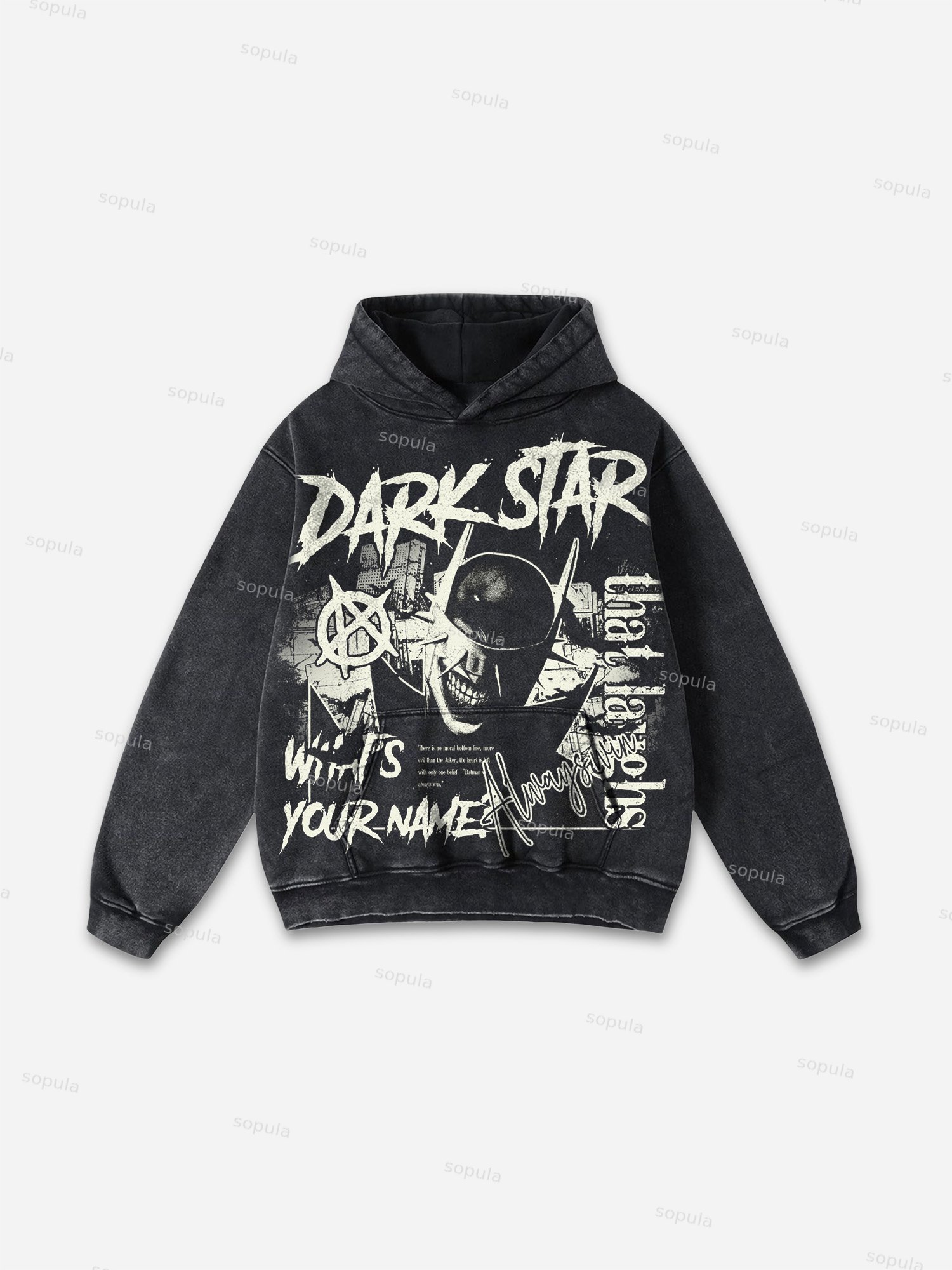 Sopula Will Laugh Batman Comic Tear Feeling Graphic Washed Hoodie