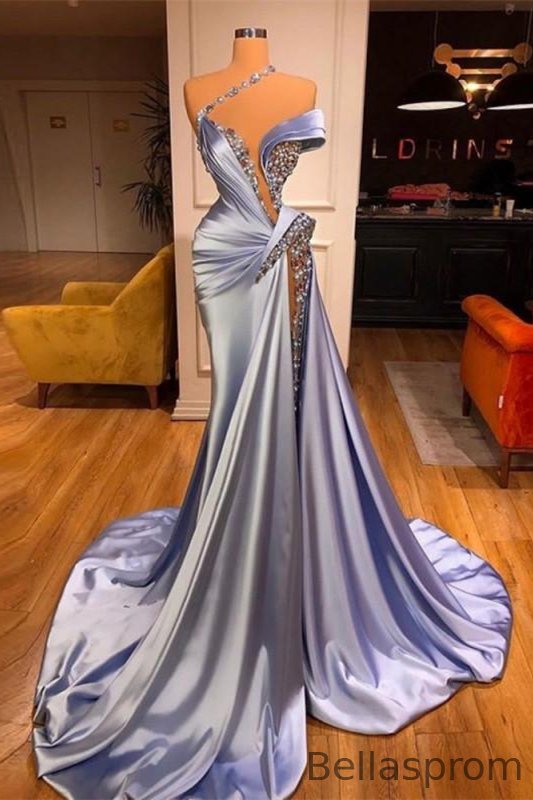 Bellasprom Mermaid Prom Dress Front Split Beadings Online Off-the-Shoulder Bellasprom
