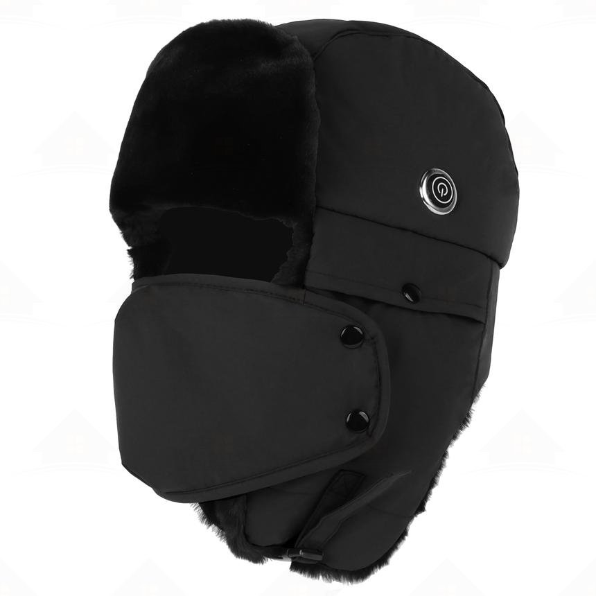 Home Prefer New Heated Rechargeable Heated Trapper Trooper Hat &ndash; Thermal Winter Ski Cap with Face Mask & Neck Cover