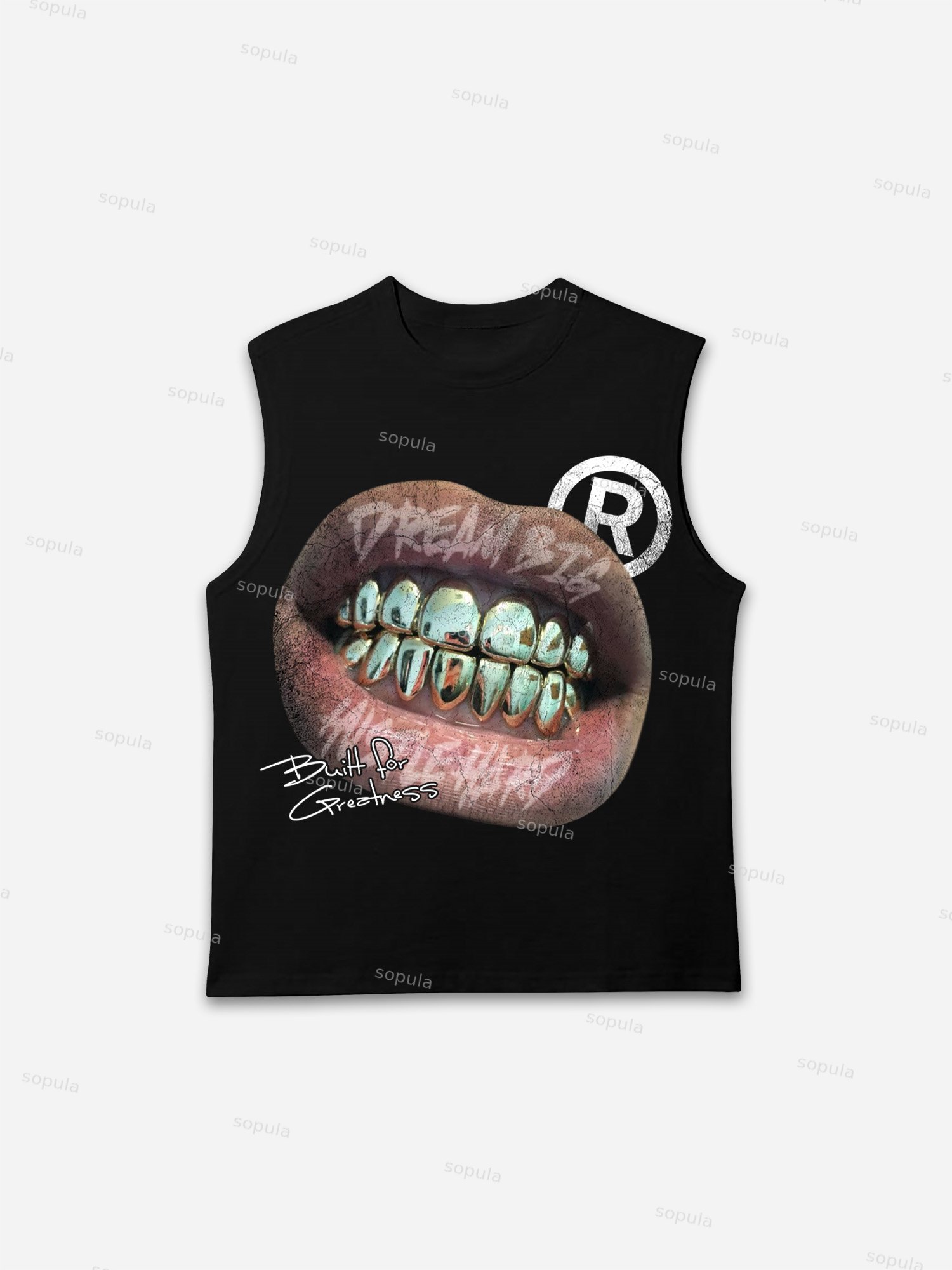 Street Metal Braces Vintage Lips Graphic Tank Top