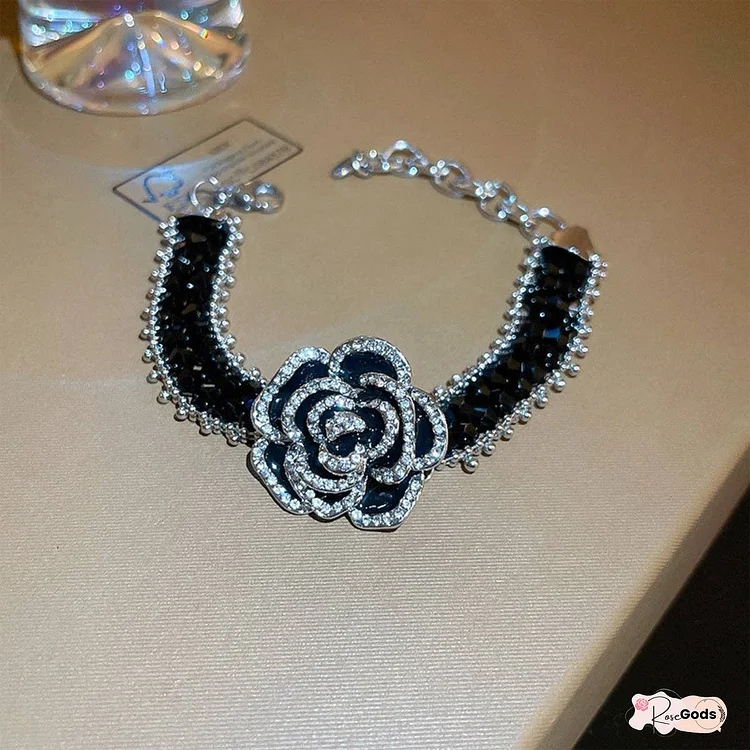 Copper Rhinestone Flower Bracelet